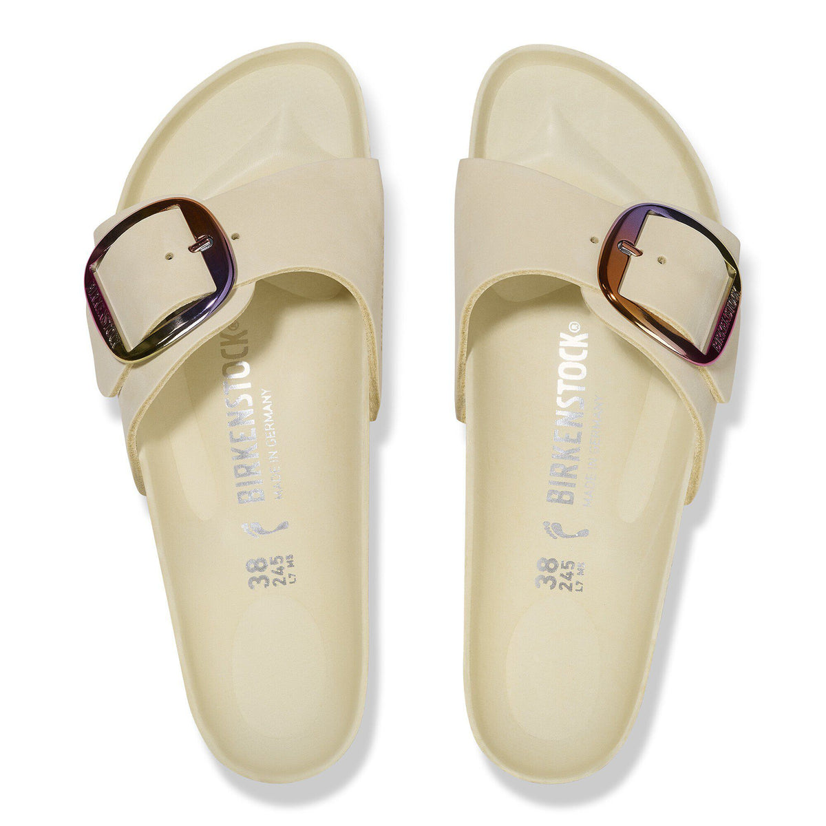 Madrid Big Buckle Nubuck Leather in Color Ecru | Birkenstock