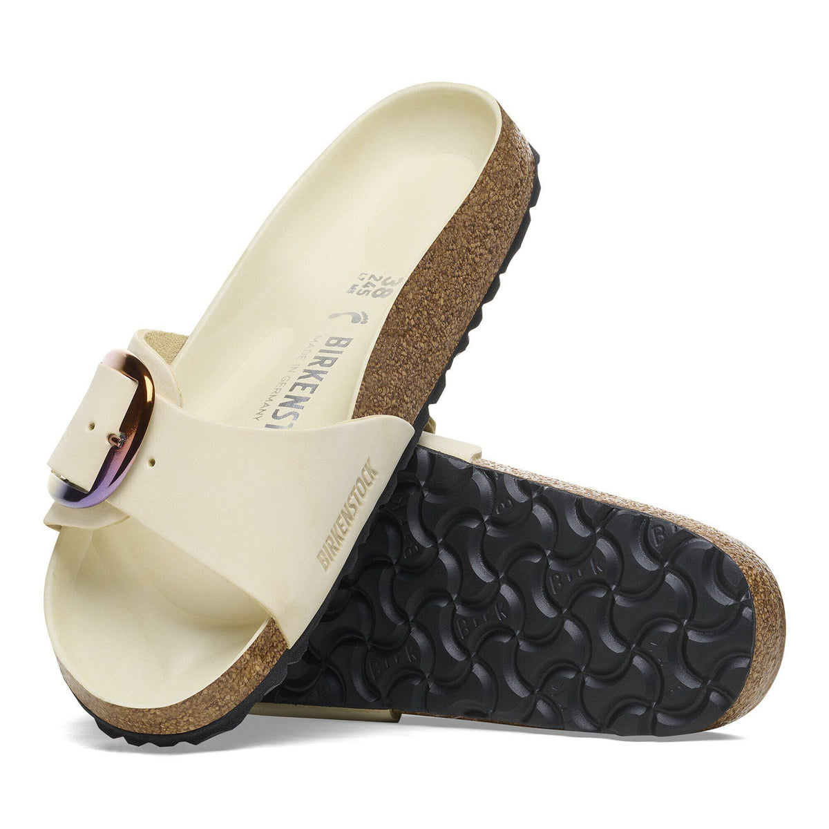 Madrid Big Buckle Nubuck Leather in Color Ecru | Birkenstock