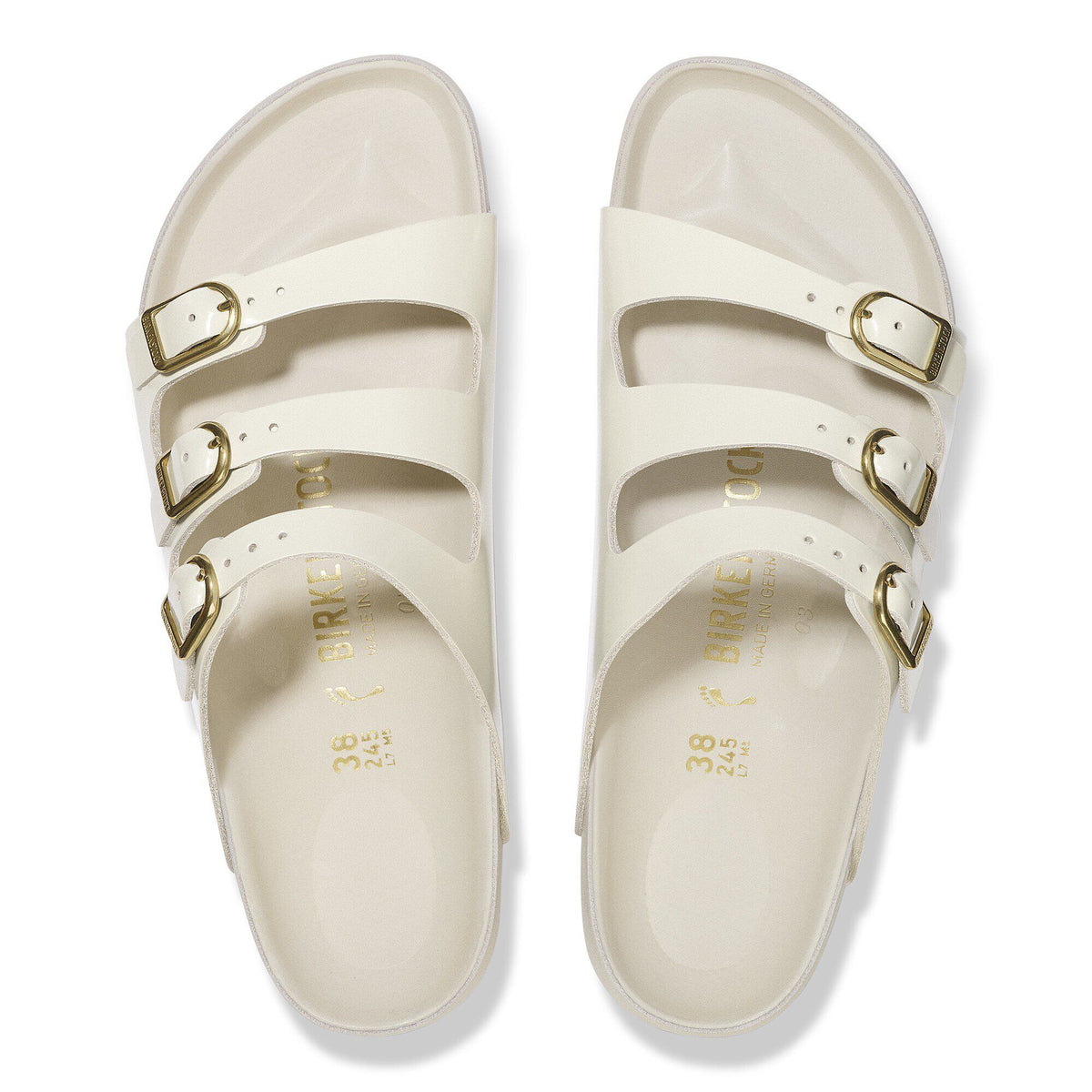 Florida Exquisite Natural Leather Patent in Color High Shine Ecru | Birkenstock