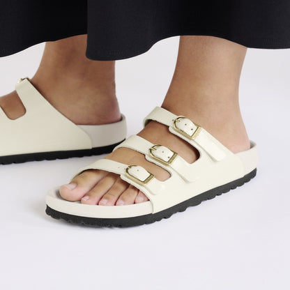 Florida Exquisite Natural Leather Patent in Color High Shine Ecru | Birkenstock