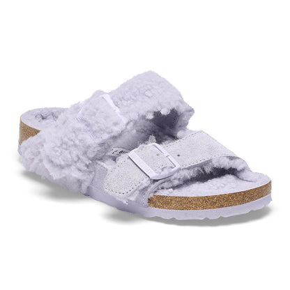 Arizona Teddy Split Suede Leather-Shearling in Color Purple Fog | Birkenstock