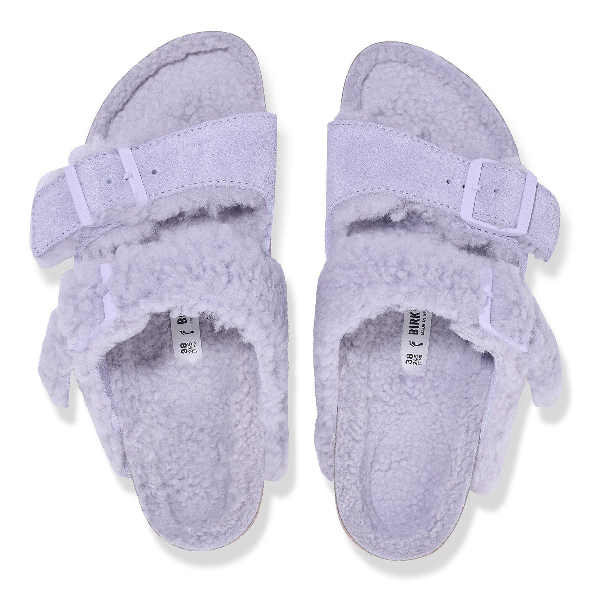 Arizona Teddy Split Suede Leather-Shearling in Color Purple Fog | Birkenstock