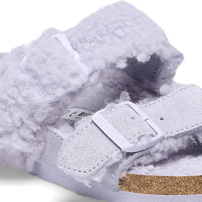 Arizona Teddy Split Suede Leather-Shearling in Color Purple Fog | Birkenstock