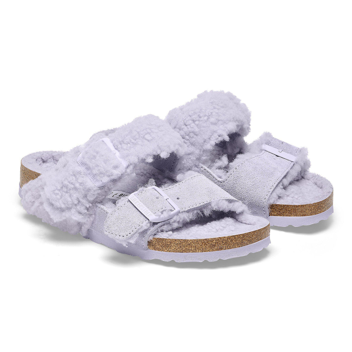 Arizona Teddy Split Suede Leather-Shearling in Color Purple Fog | Birkenstock