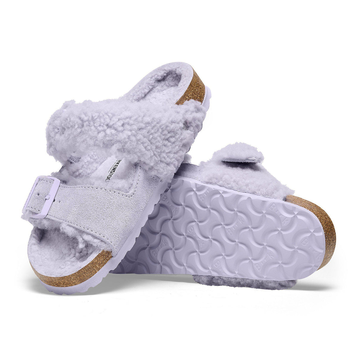 Arizona Teddy Split Suede Leather-Shearling in Color Purple Fog | Birkenstock