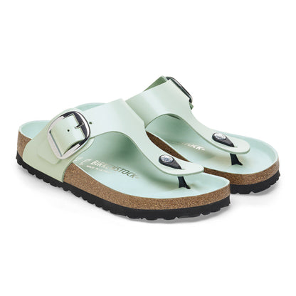 Gizeh Big Buckle Natural Leather Patent in Color High Shine Surf Green | Birkenstock