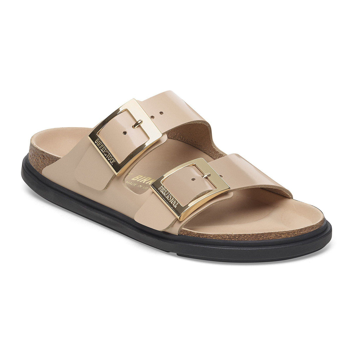 Arizona Droplet Buckle Natural Leather Patent in Color High Shine New Beige | Birkenstock