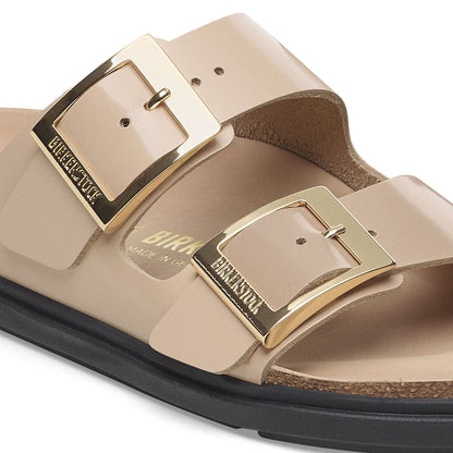 Arizona Droplet Buckle Natural Leather Patent in Color High Shine New Beige | Birkenstock