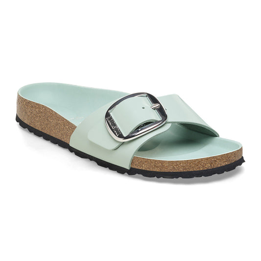 Madrid Big Buckle Natural Leather Patent in Color High-Shine Surf Green | Birkenstock