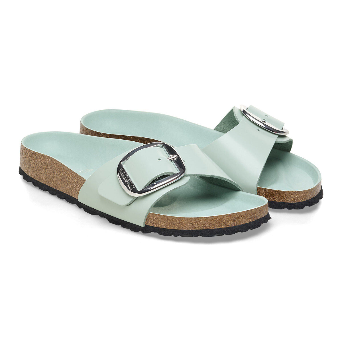 Madrid Big Buckle Natural Leather Patent in Color High-Shine Surf Green | Birkenstock