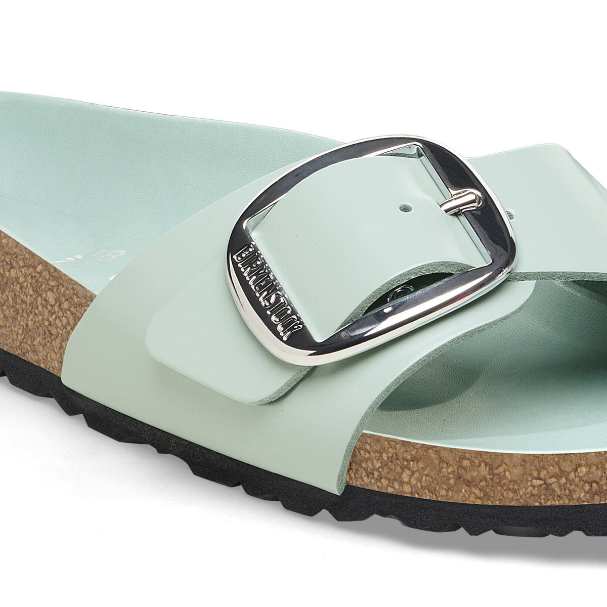 Madrid Big Buckle Natural Leather Patent in Color High-Shine Surf Green | Birkenstock