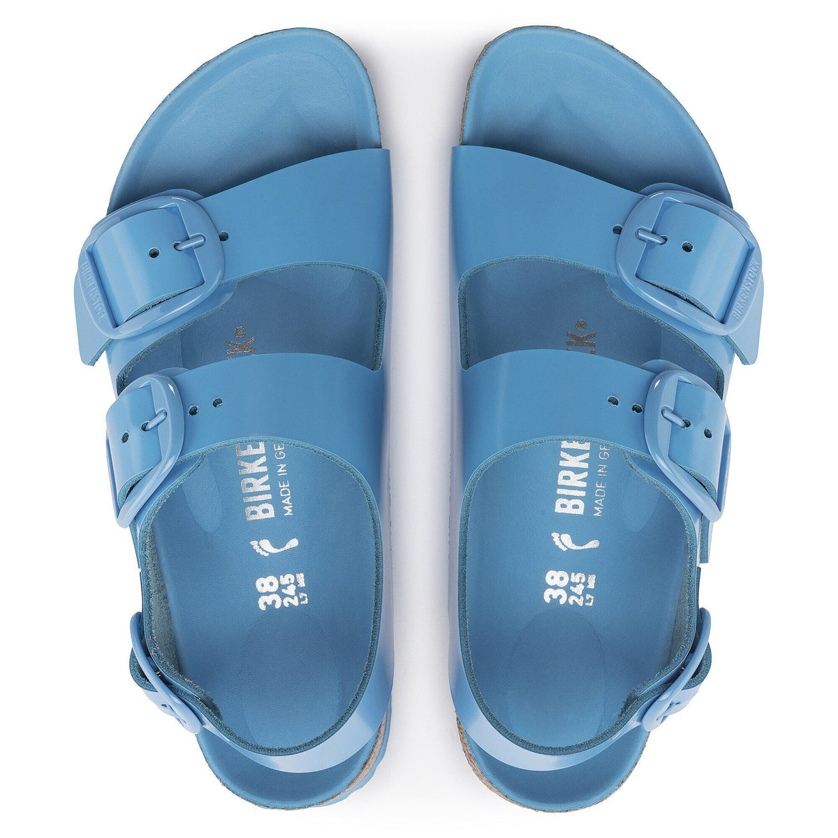 Milano Big Buckle Natural Leather Patent in Color High Shine Sky Blue | Birkenstock