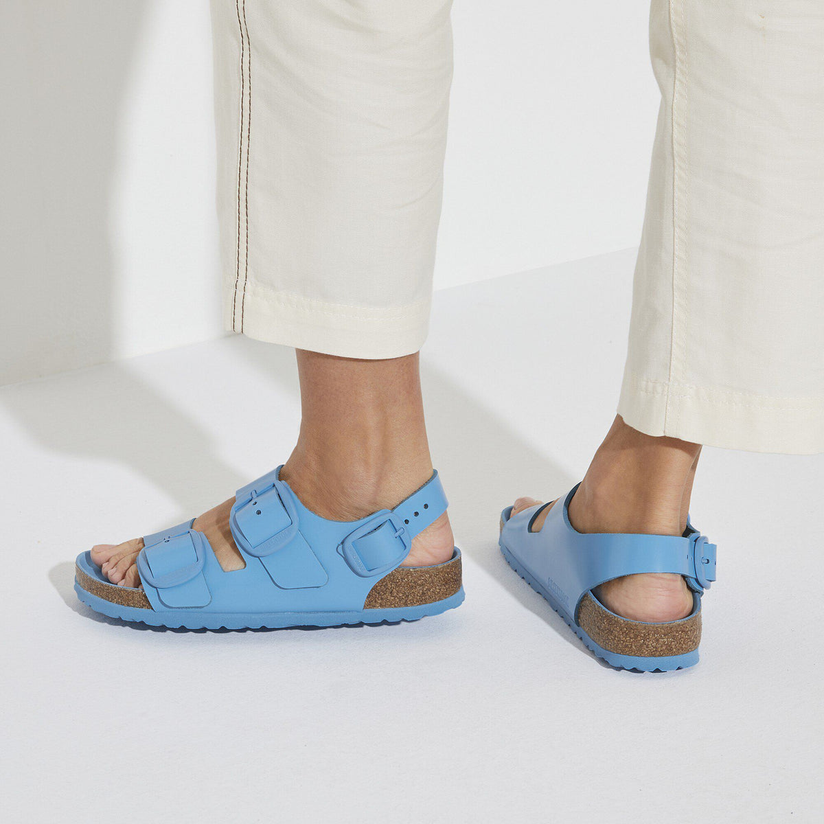 Milano Big Buckle Natural Leather Patent in Color High Shine Sky Blue | Birkenstock
