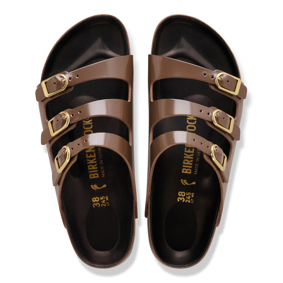 Florida Exquisite Natural Leather Patent in Color High-Shine Carafe/Black | Birkenstock