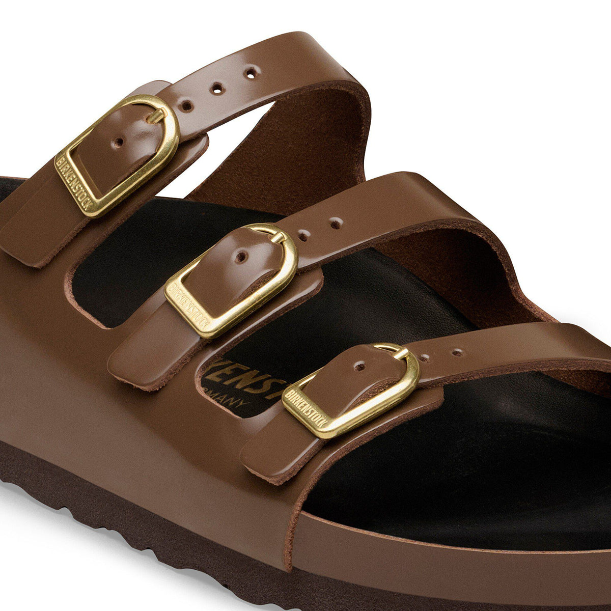 Florida Exquisite Natural Leather Patent in Color High-Shine Carafe/Black | Birkenstock