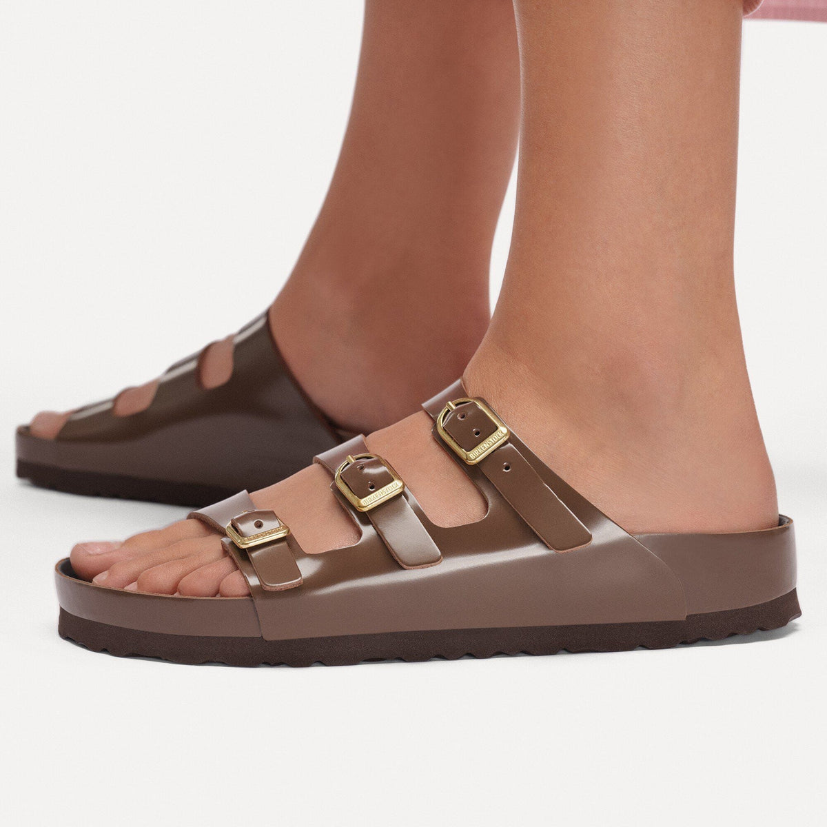 Florida Exquisite Natural Leather Patent in Color High-Shine Carafe/Black | Birkenstock