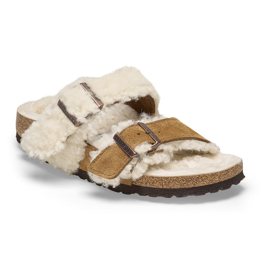 Arizona Teddy Split Suede Leather-Shearling in Color Mink | Birkenstock