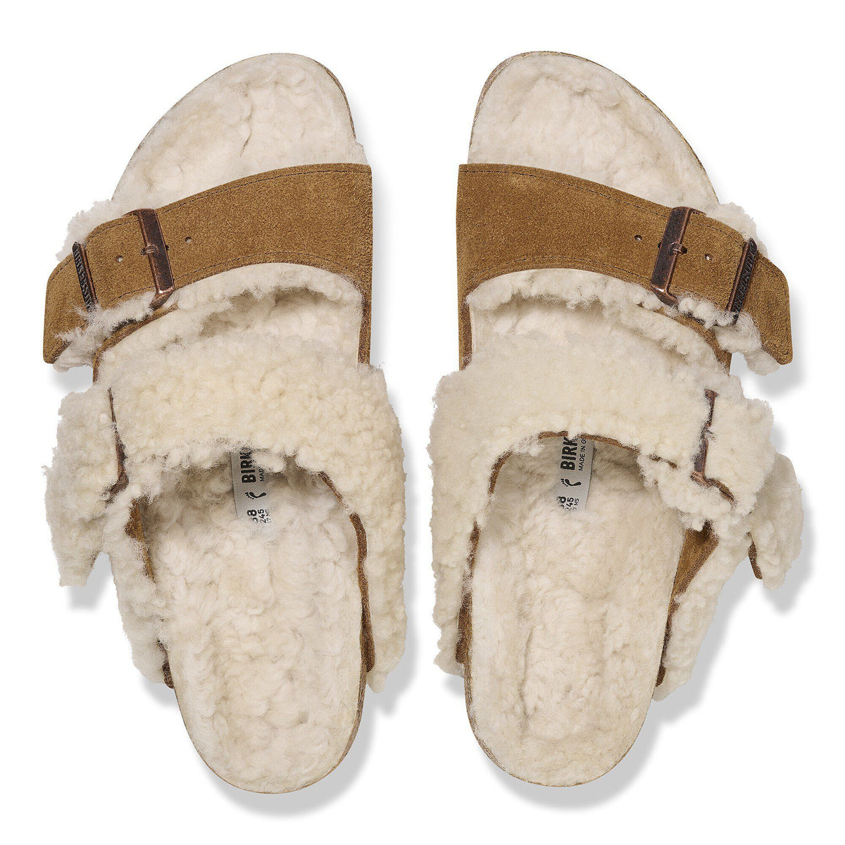 Arizona Teddy Split Suede Leather-Shearling in Color Mink | Birkenstock