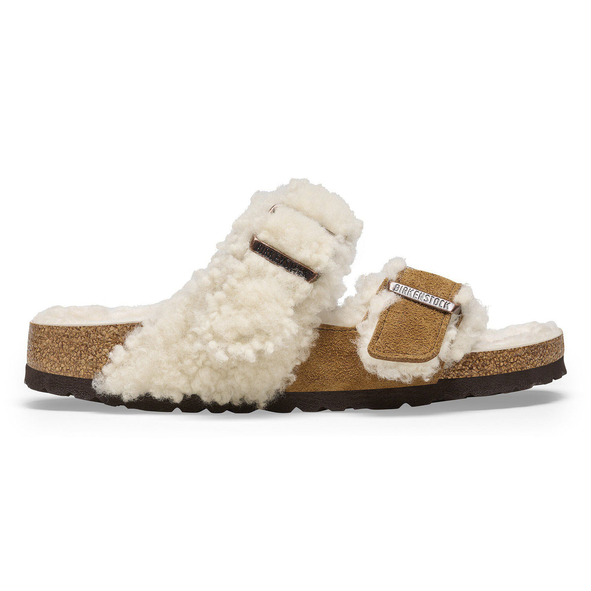 Arizona Teddy Split Suede Leather-Shearling in Color Mink | Birkenstock