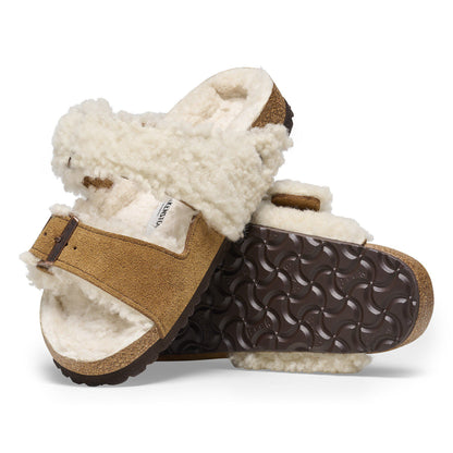 Arizona Teddy Split Suede Leather-Shearling in Color Mink | Birkenstock