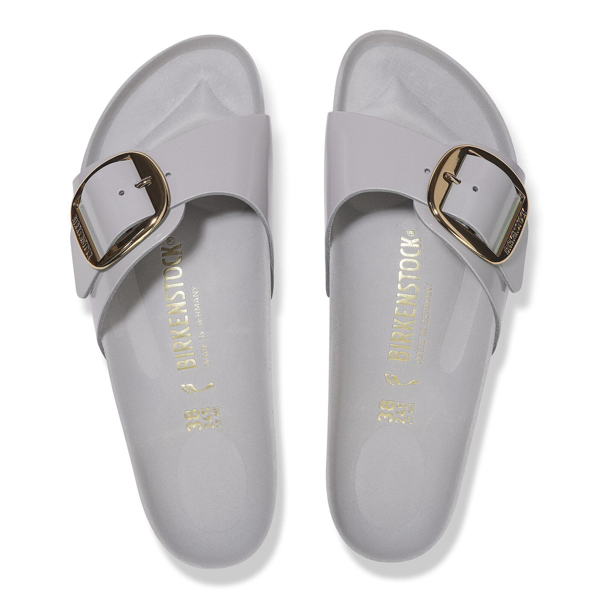 Madrid Big Buckle Natural Leather Patent in Color High-Shine Stone Coin | Birkenstock