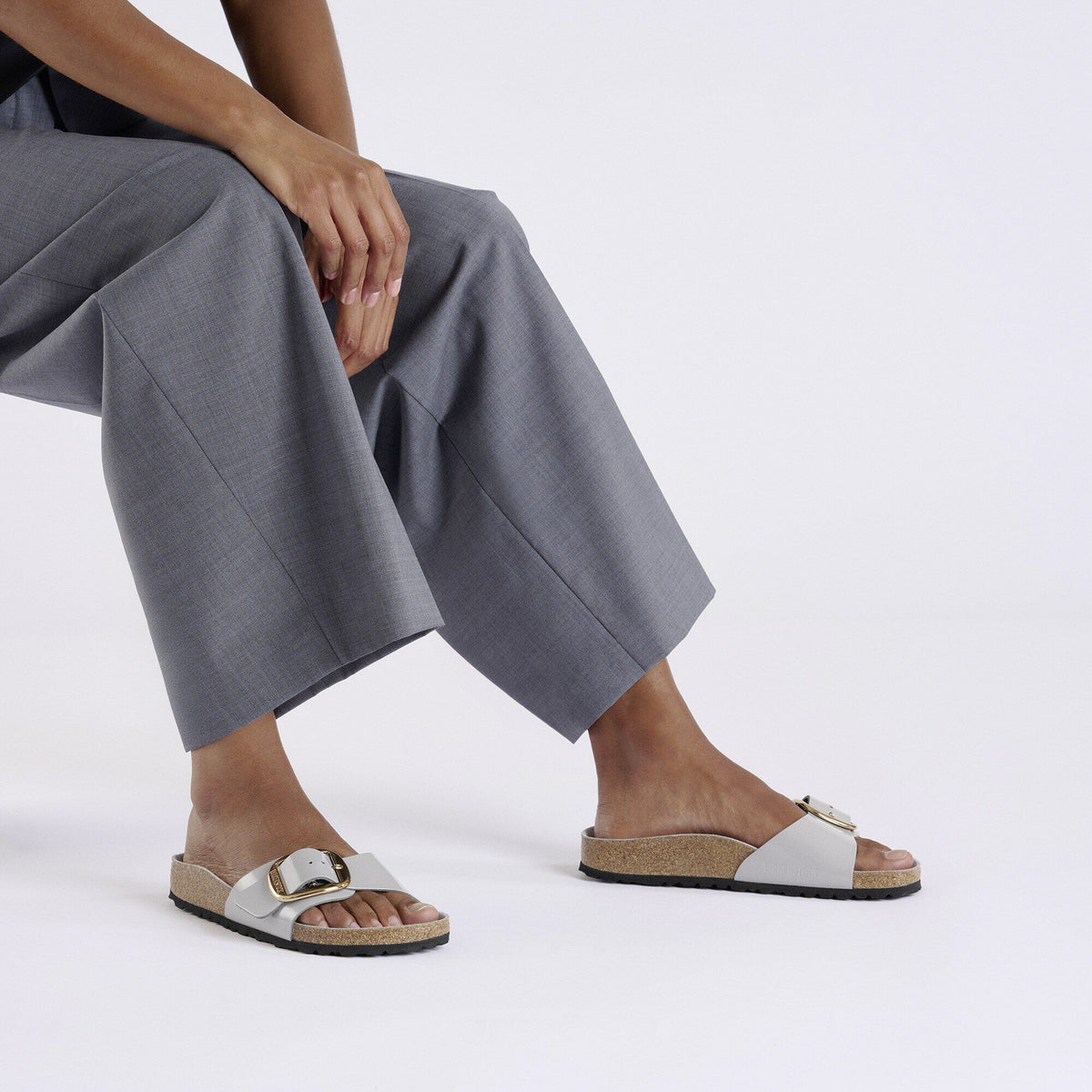 Madrid Big Buckle Natural Leather Patent in Color High-Shine Stone Coin | Birkenstock