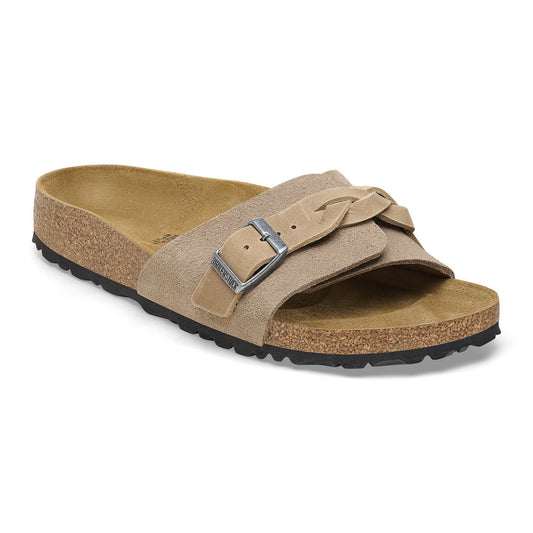 Oita Braided Suede Leather in Color Taupe | Birkenstock