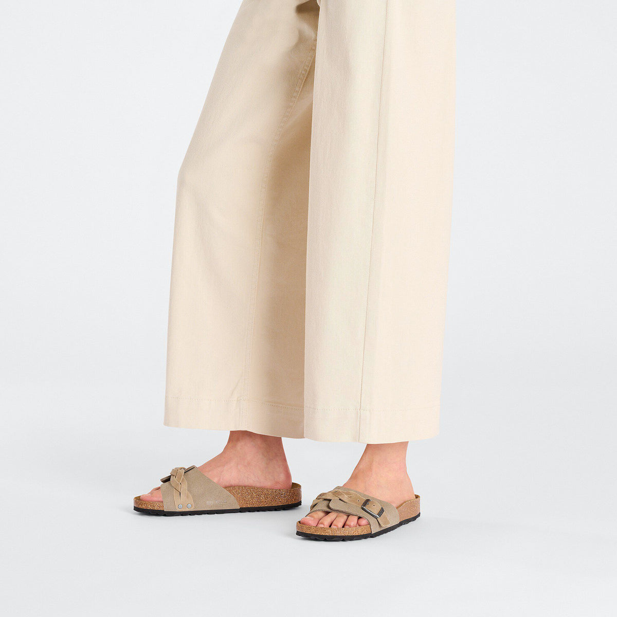 Oita Braided Suede Leather in Color Taupe | Birkenstock