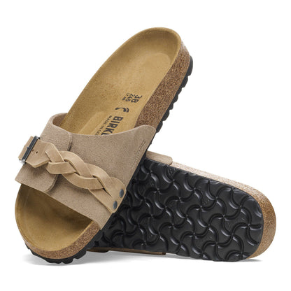 Oita Braided Suede Leather in Color Taupe | Birkenstock