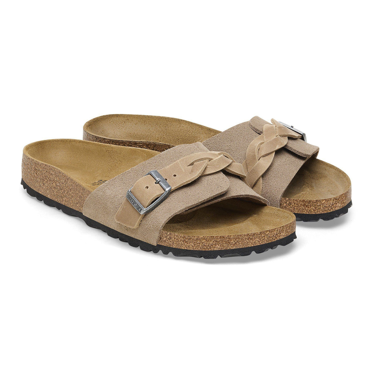 Oita Braided Suede Leather in Color Taupe | Birkenstock