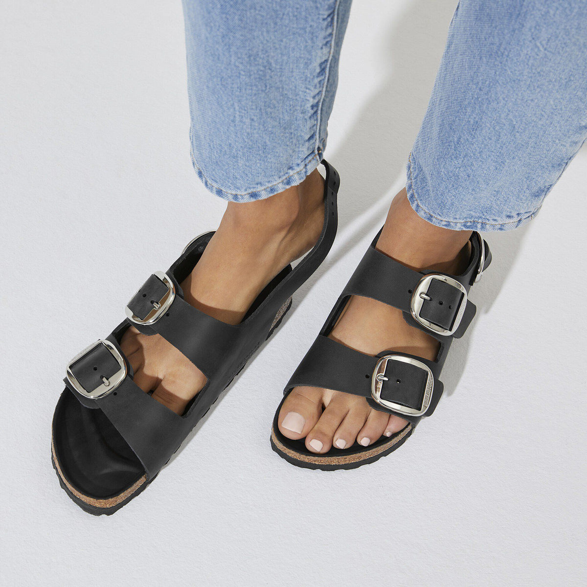 Milano Big Buckle Oiled Leather in Color Black | Birkenstock