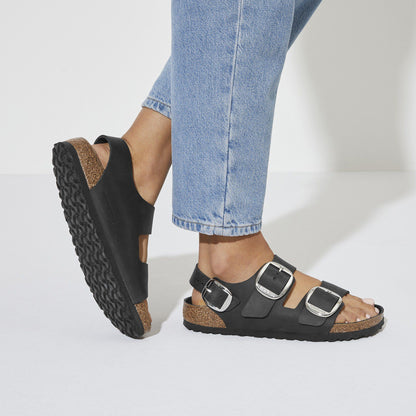 Milano Big Buckle Oiled Leather in Color Black | Birkenstock