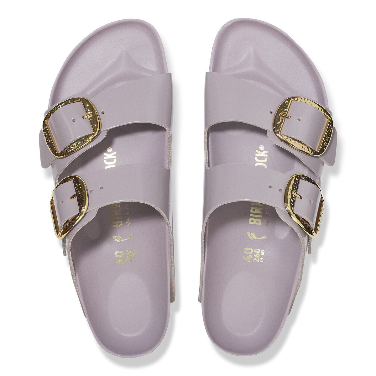 Arizona Hammered Big Buckle Natural Leather Patent in Color High-Shine Faded Purple | Birkenstock
