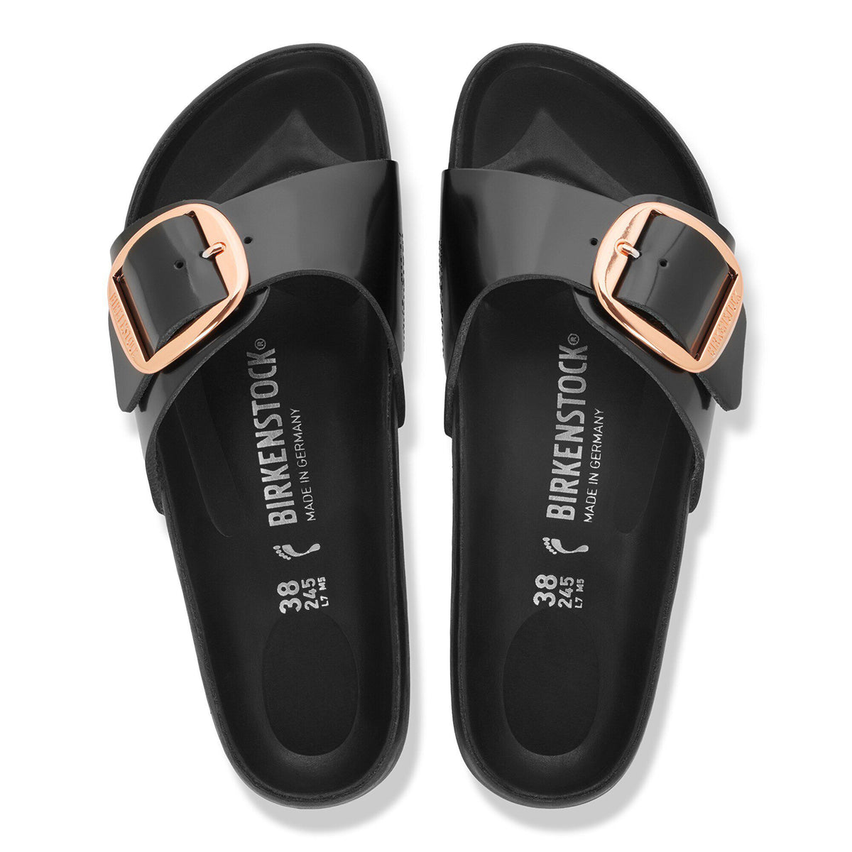 Madrid Big Buckle Natural Leather Patent in Color Black | Birkenstock