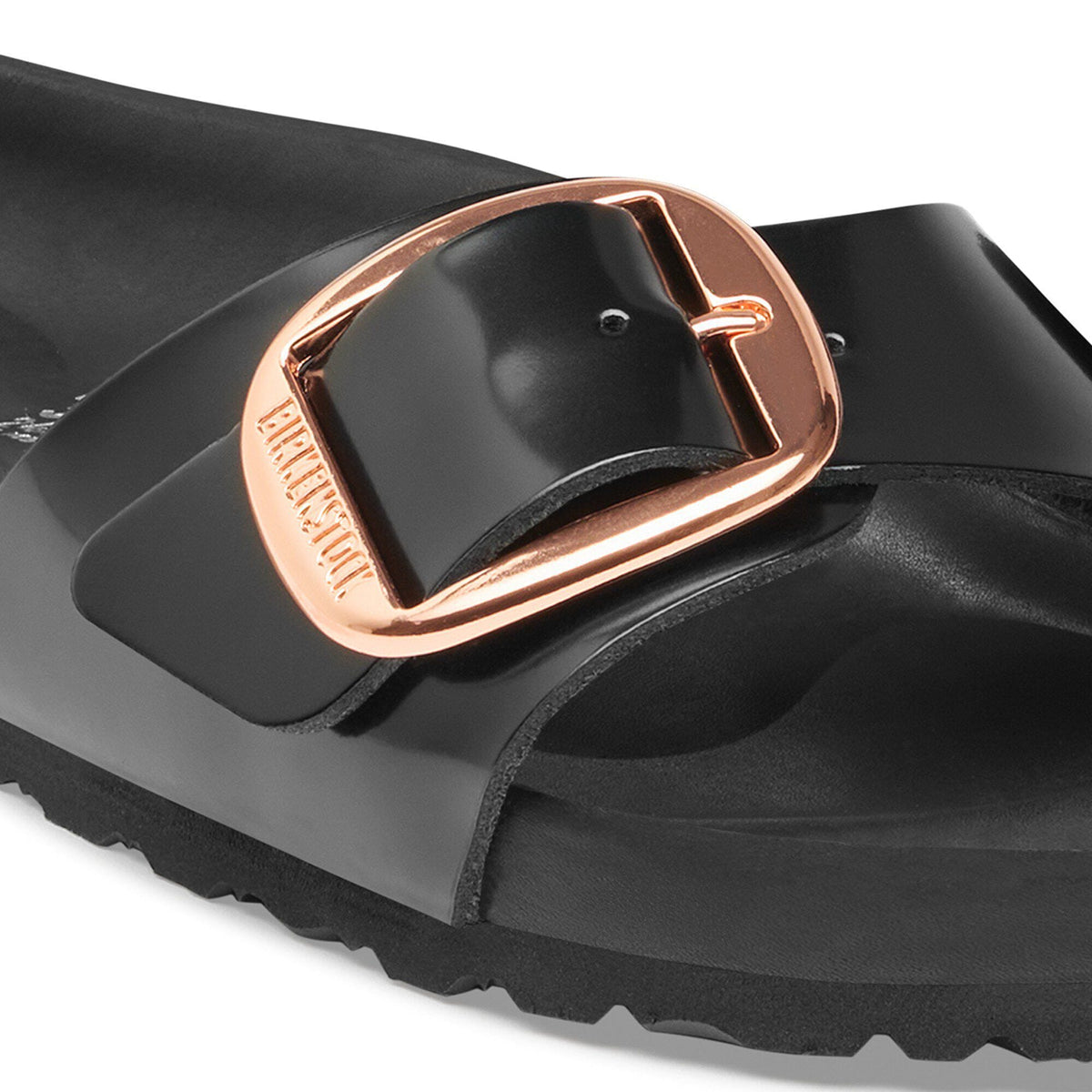 Madrid Big Buckle Natural Leather Patent in Color Black | Birkenstock