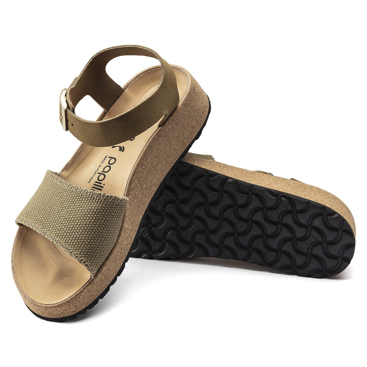 Glenda Suede Leather-Textile in Color Faded Khaki | Birkenstock