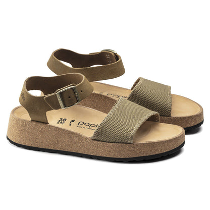 Glenda Suede Leather-Textile in Color Faded Khaki | Birkenstock