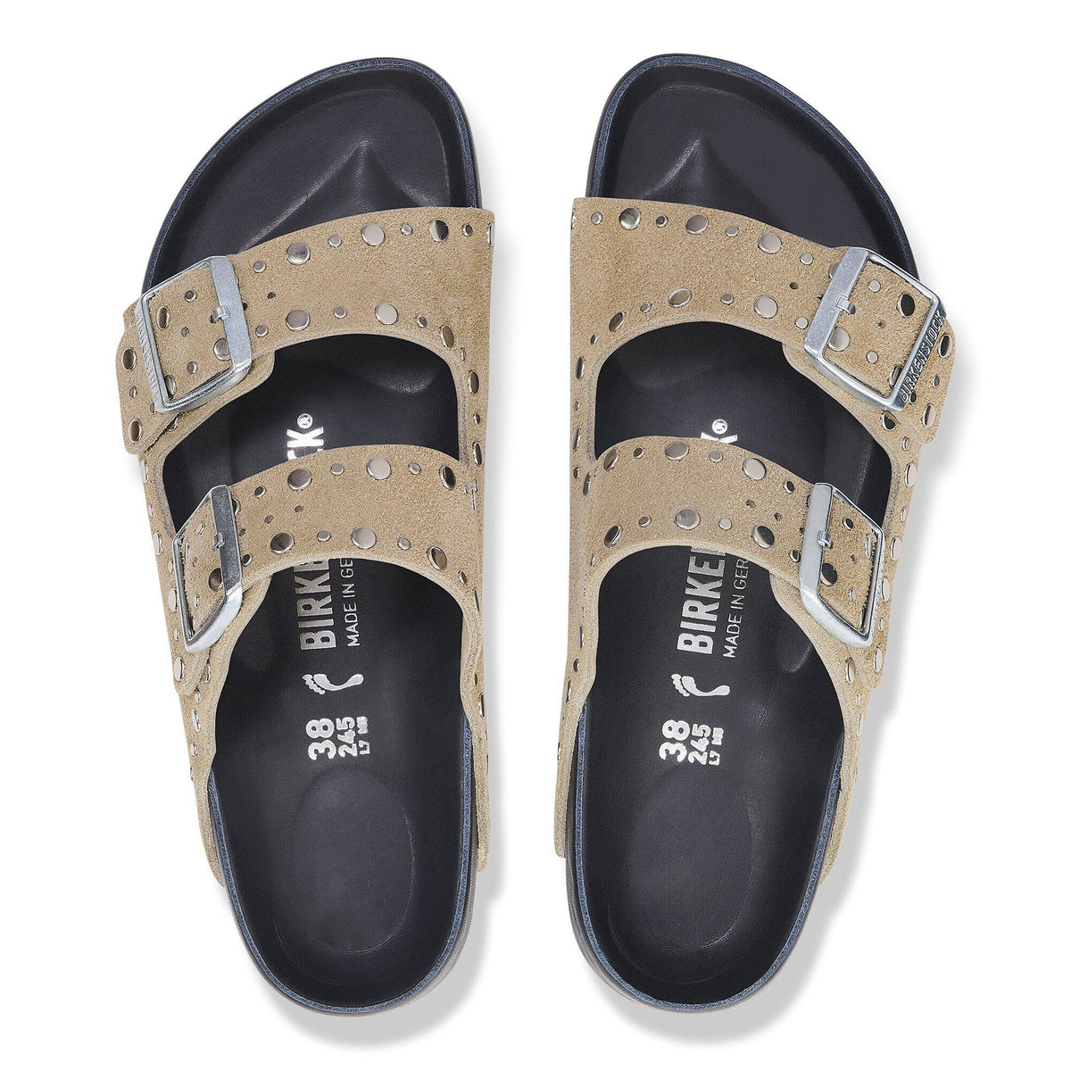 Arizona Rivets Suede Leather in Color Taupe | Birkenstock