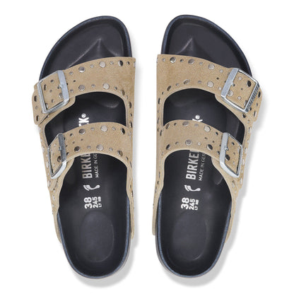 Arizona Rivets Suede Leather in Color Taupe | Birkenstock