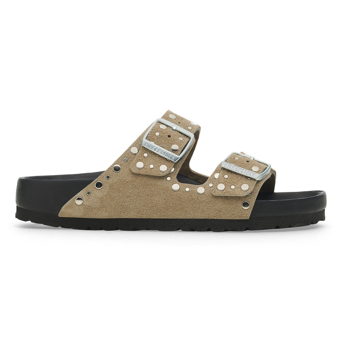 Arizona Rivets Suede Leather in Color Taupe | Birkenstock