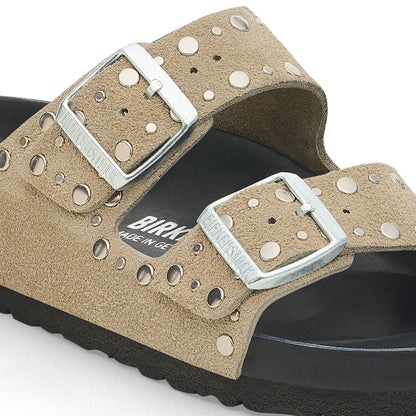 Arizona Rivets Suede Leather in Color Taupe | Birkenstock