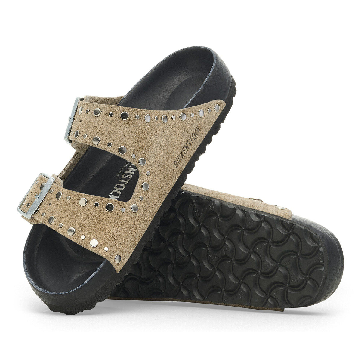 Arizona Rivets Suede Leather in Color Taupe | Birkenstock