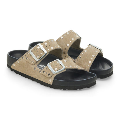 Arizona Rivets Suede Leather in Color Taupe | Birkenstock