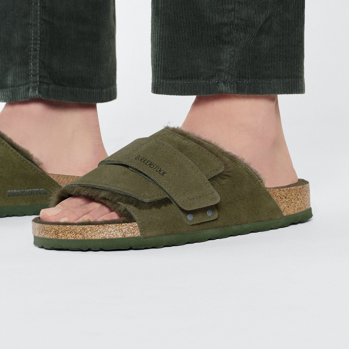 Kyoto Shearling Suede Leather in Color Thyme | Birkenstock
