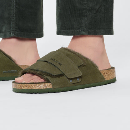 Kyoto Shearling Suede Leather in Color Thyme | Birkenstock
