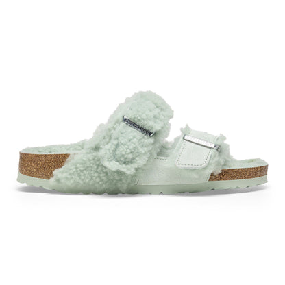 Arizona Teddy Split Suede Leather-Shearling in Color Matcha | Birkenstock