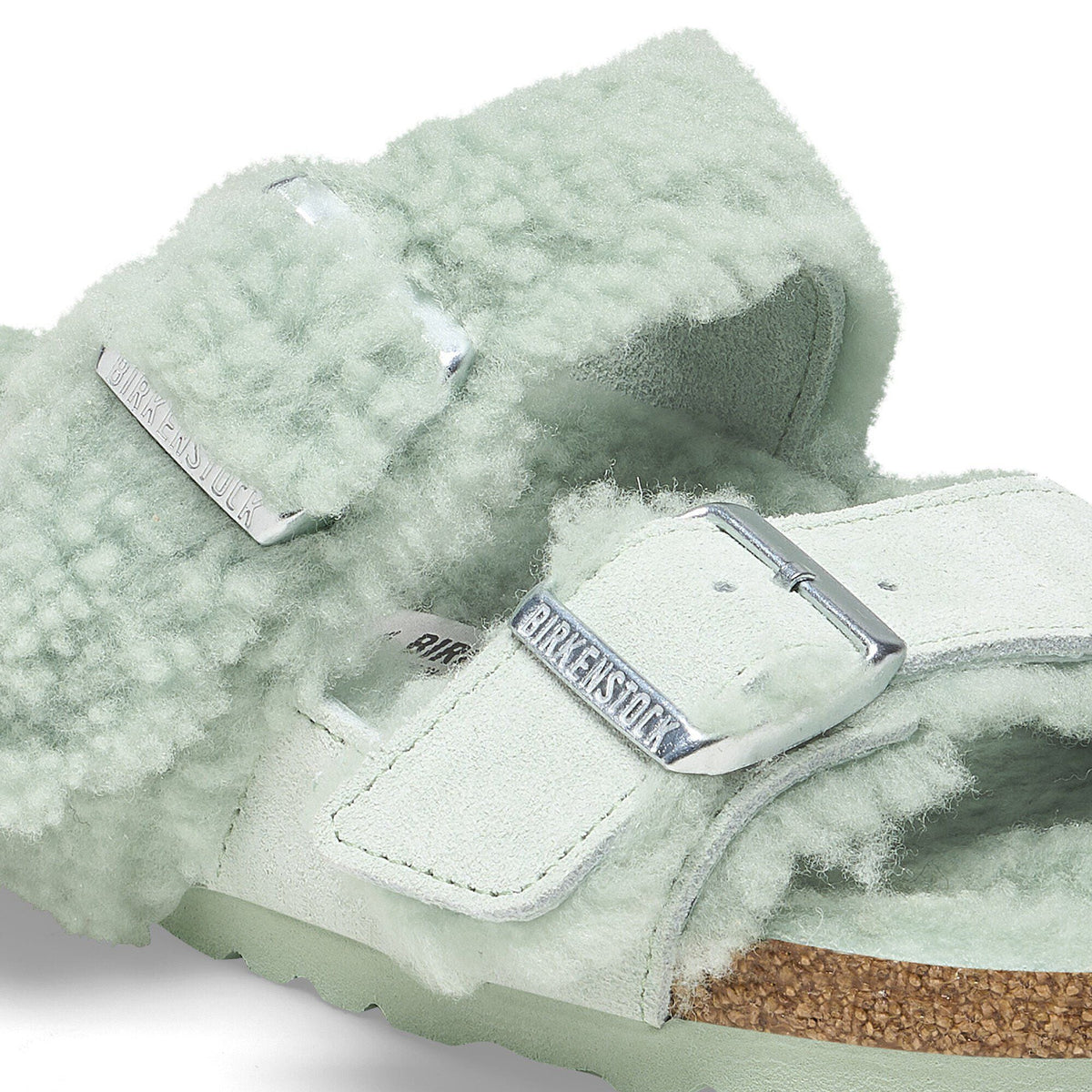 Arizona Teddy Split Suede Leather-Shearling in Color Matcha | Birkenstock