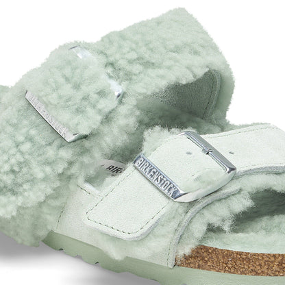 Arizona Teddy Split Suede Leather-Shearling in Color Matcha | Birkenstock