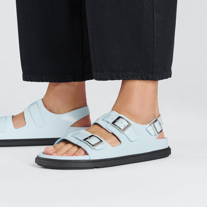 Cannes Leather in Color Mineral Blue | Birkenstock