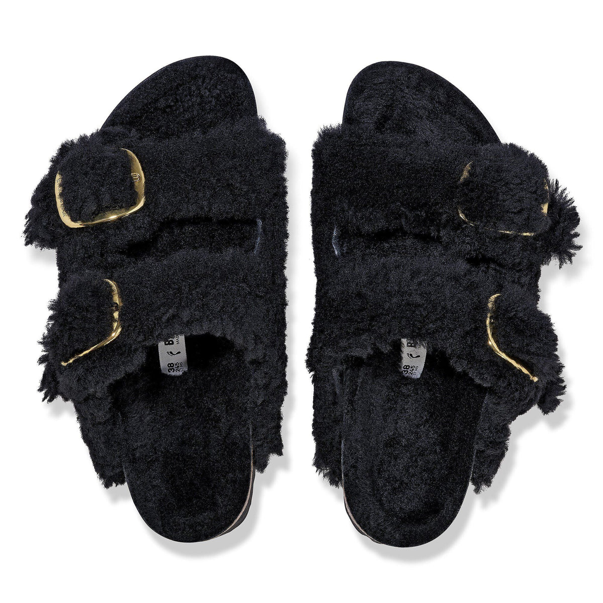 Arizona Big Buckle Shearling in Color Black Gold | Birkenstock